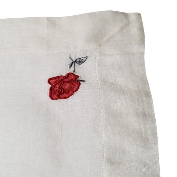 VTG 1960'S WOMENS HANKIE RED ROSE EMBROIDERED FLOWERS BRIDAL WEDDING WHITE - Picture 8 of 12